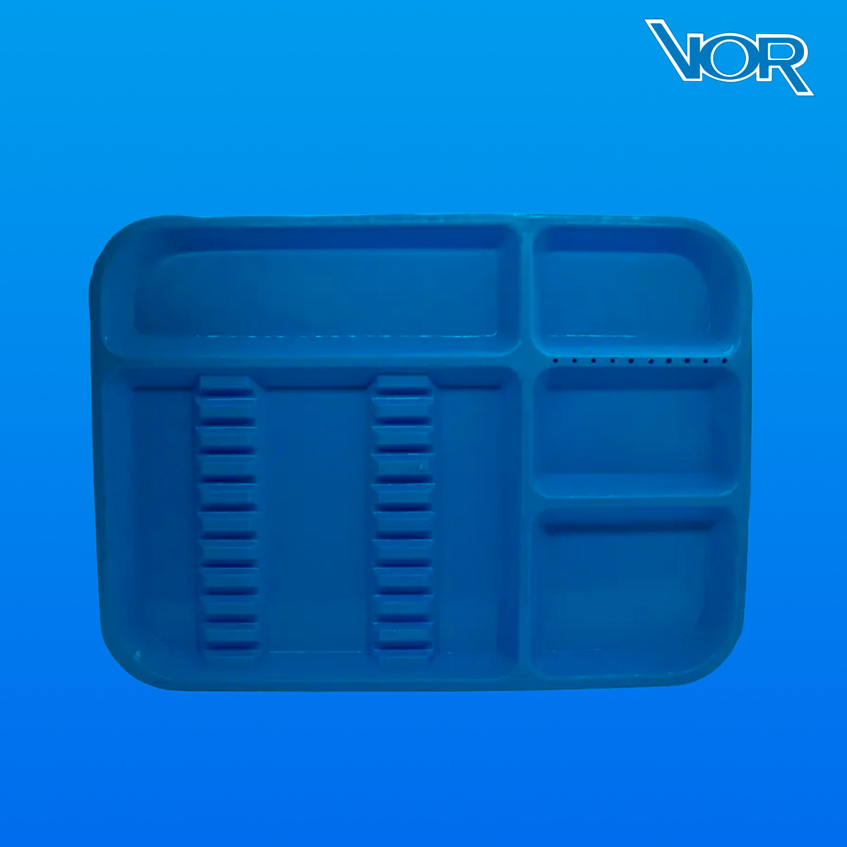 CHAROLA PLASTICO ACANALADA AZUL (VOR)
