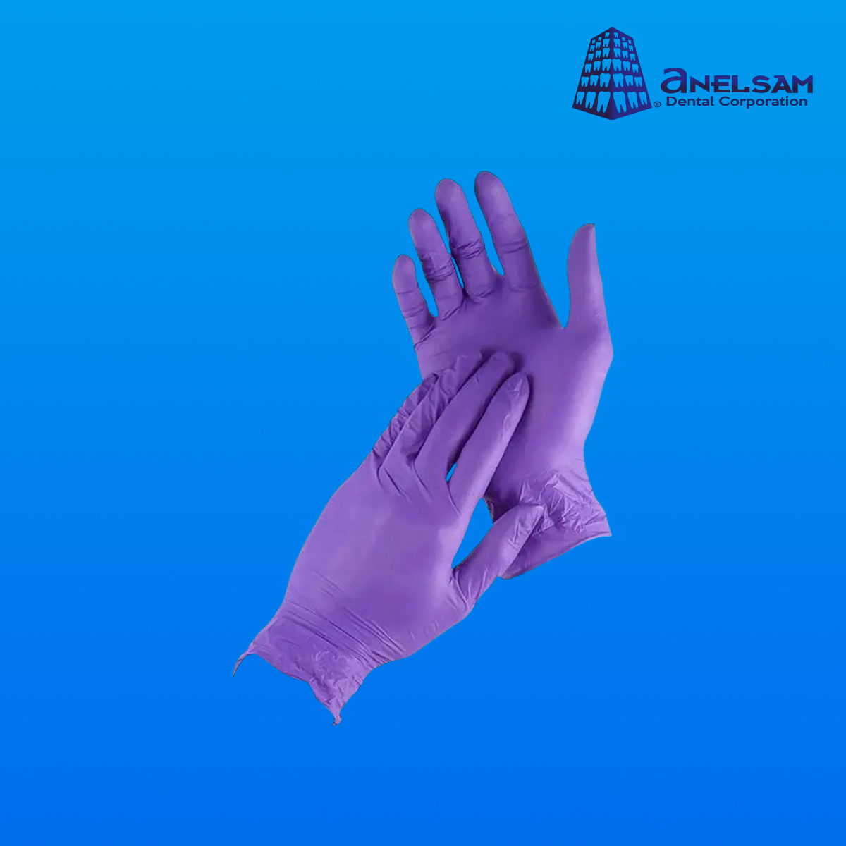 GUANTES MORADOS DE NITRILO MEDIANO CON 100 PIEZAS ANELSAM