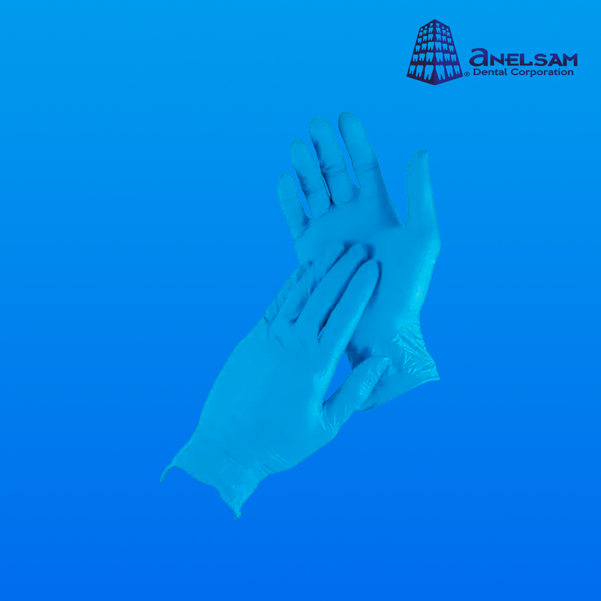 GUANTES AZUL DE NITRILO MEDIANO CON 100 PIEZAS ANELSAM